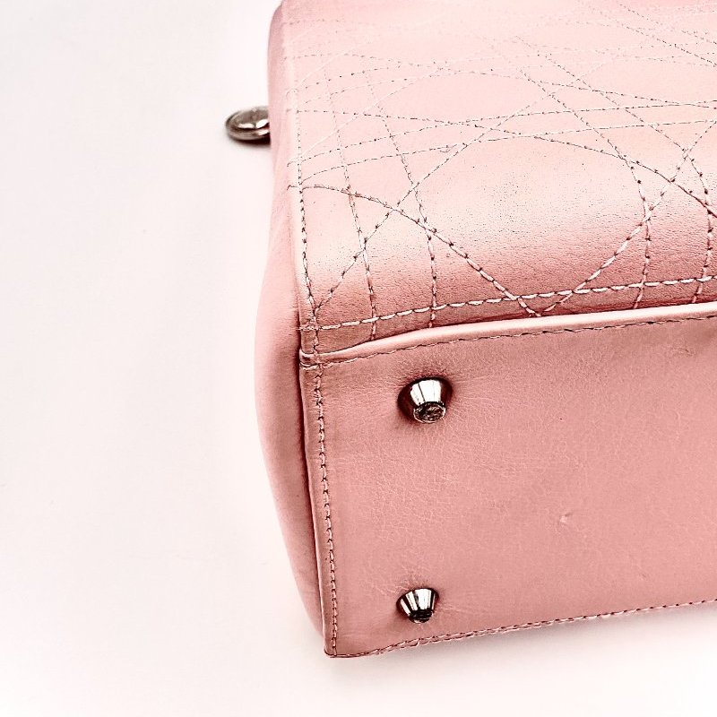 【美收精品】DIOR Lady Lambskin Pink Metal 小羊皮粉紅 手提包/肩背包 A-365-8