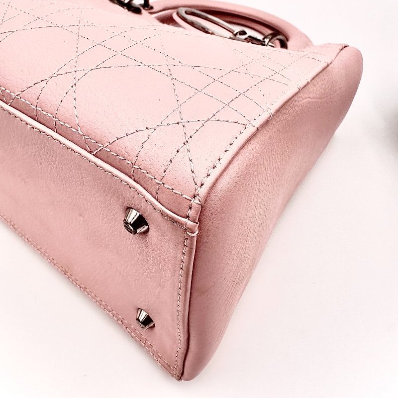 【美收精品】DIOR Lady Lambskin Pink Metal 小羊皮粉紅 手提包/肩背包 A-365-9