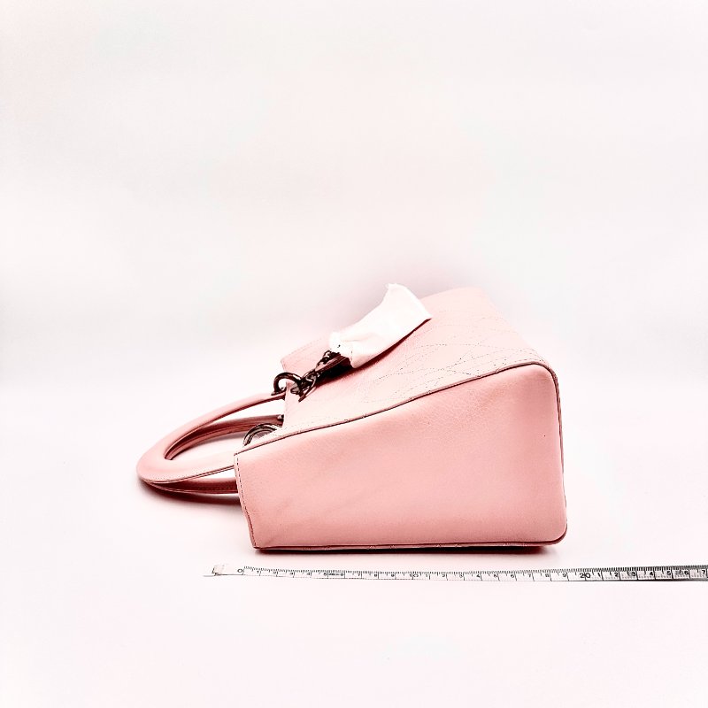 【美收精品】DIOR Lady Lambskin Pink Metal 小羊皮粉紅 手提包/肩背包 A-365-17