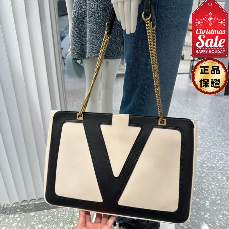 🎊佳節特賣🎁Valentino Garavani 小款軟羊皮 VIVA Superstar 包 黑色配白色-0