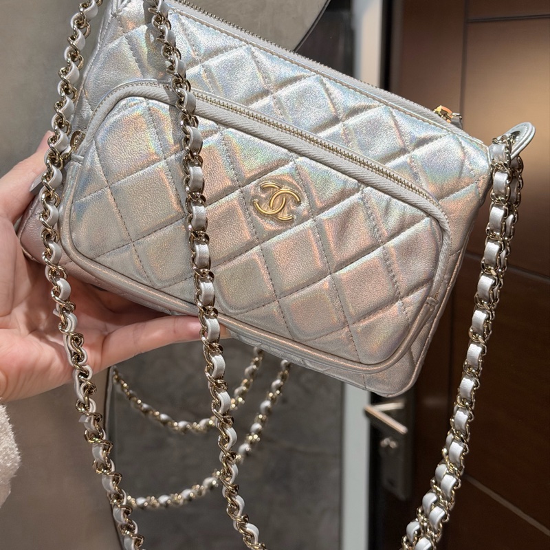 CHANEL 星空銀色25C相機包✨小書包🪩全新品唯一美炸高級銀-4