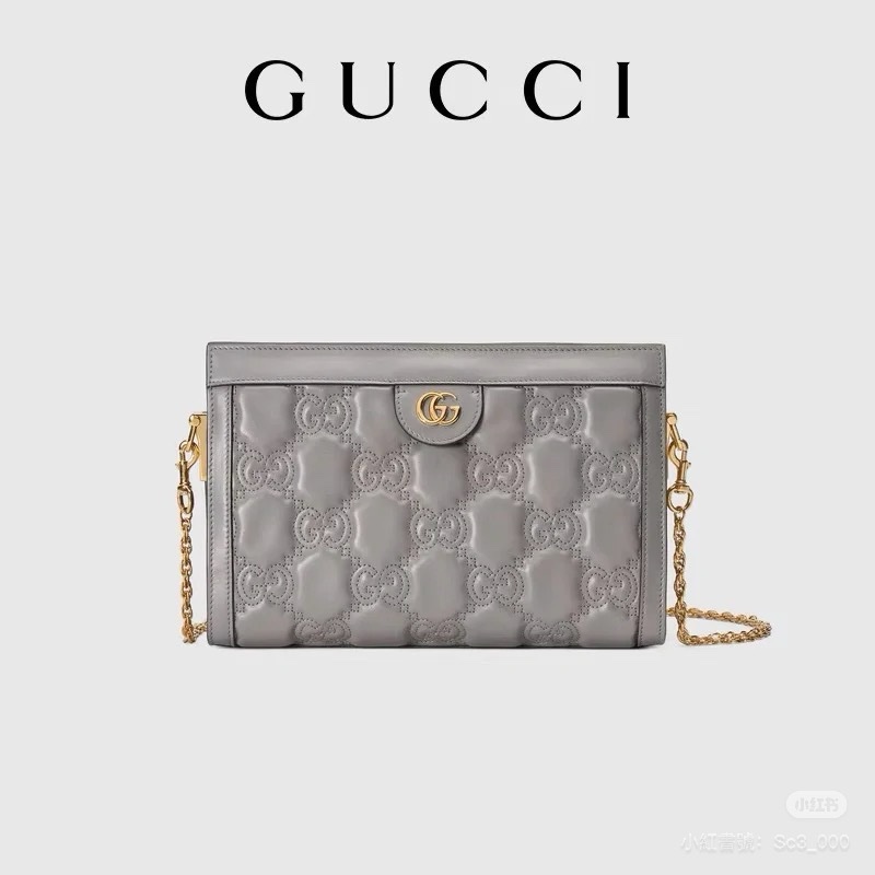 GUCCI Matelasse 絎縫皮革斜背包(灰色) 🔸全網最低價 全新-15