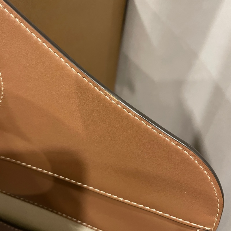 BURBERRY Pocket 大號帆布拚皮革二用口袋包 咖啡/米白 肩背包 手提包 斜背包 二手精品-15