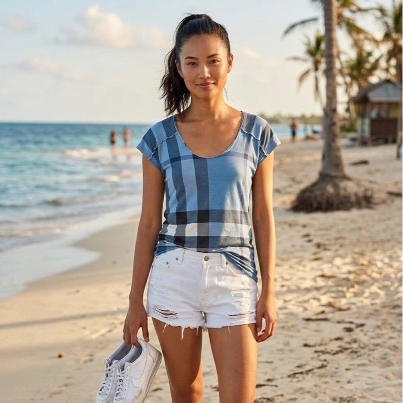BURBERRY 倫敦 莫代爾棉格紋上衣-0
