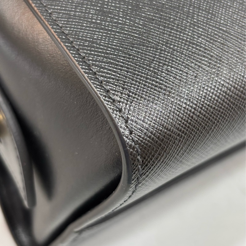 Prada 1BA164 黑防刮牛皮手提肩背兩用包-24