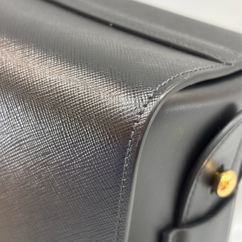 Prada 1BA164 黑防刮牛皮手提肩背兩用包-27