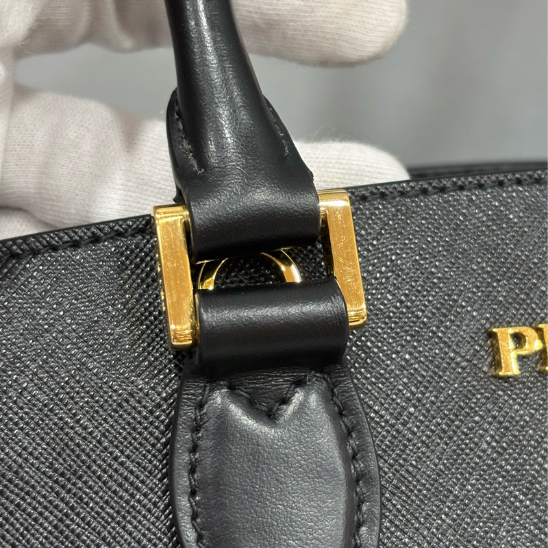 Prada 1BA164 黑防刮牛皮手提肩背兩用包-30