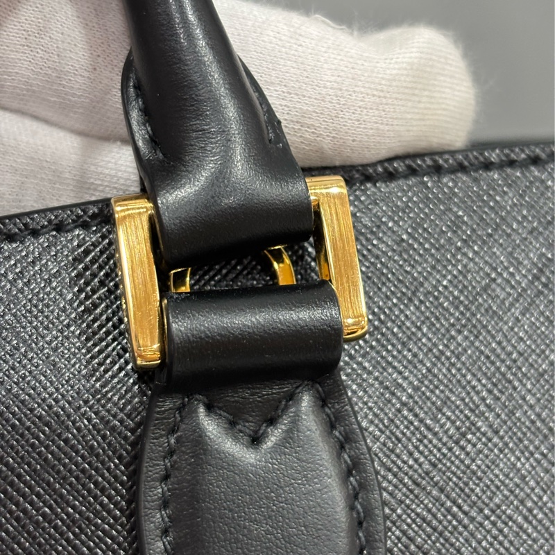 Prada 1BA164 黑防刮牛皮手提肩背兩用包-34