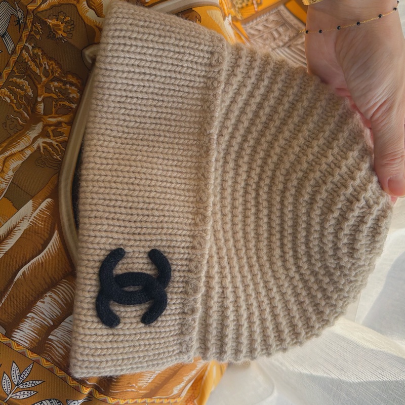 CHANEL ✨毛帽冷帽 黑色LoGo奶茶色克什米爾🌟保暖好看滑雪必備-7