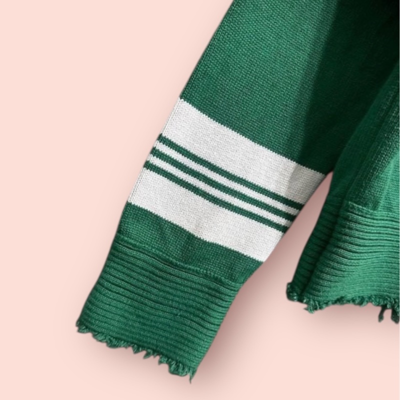 Diesel 復古落肩大布章針織衫 森綠 男女可-2