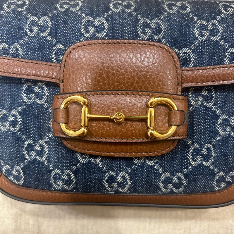 Gucci 1955 mini 雙肩帶 牛仔色（全新/完全沒背過）-1