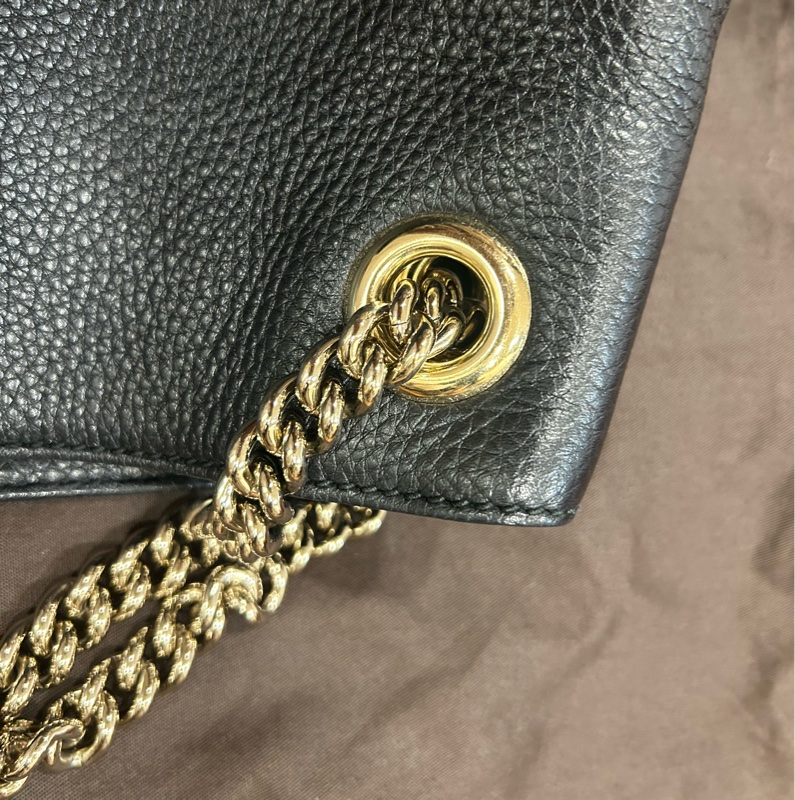 Gucci soho 流蘇雙鍊手提/肩背兩用包(黑色/9成新）-4