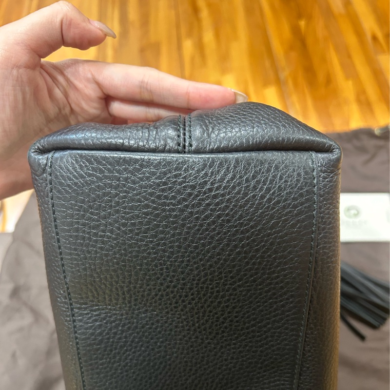 Gucci soho 流蘇雙鍊手提/肩背兩用包(黑色/9成新）-7