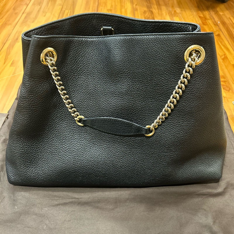 Gucci soho 流蘇雙鍊手提/肩背兩用包(黑色/9成新）-10