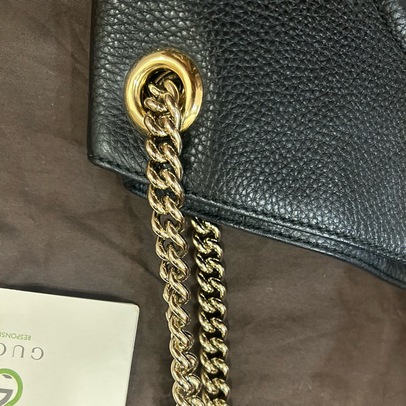 Gucci soho 流蘇雙鍊手提/肩背兩用包(黑色/9成新）-17
