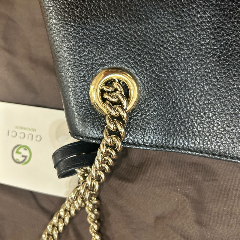 Gucci soho 流蘇雙鍊手提/肩背兩用包(黑色/9成新）-21