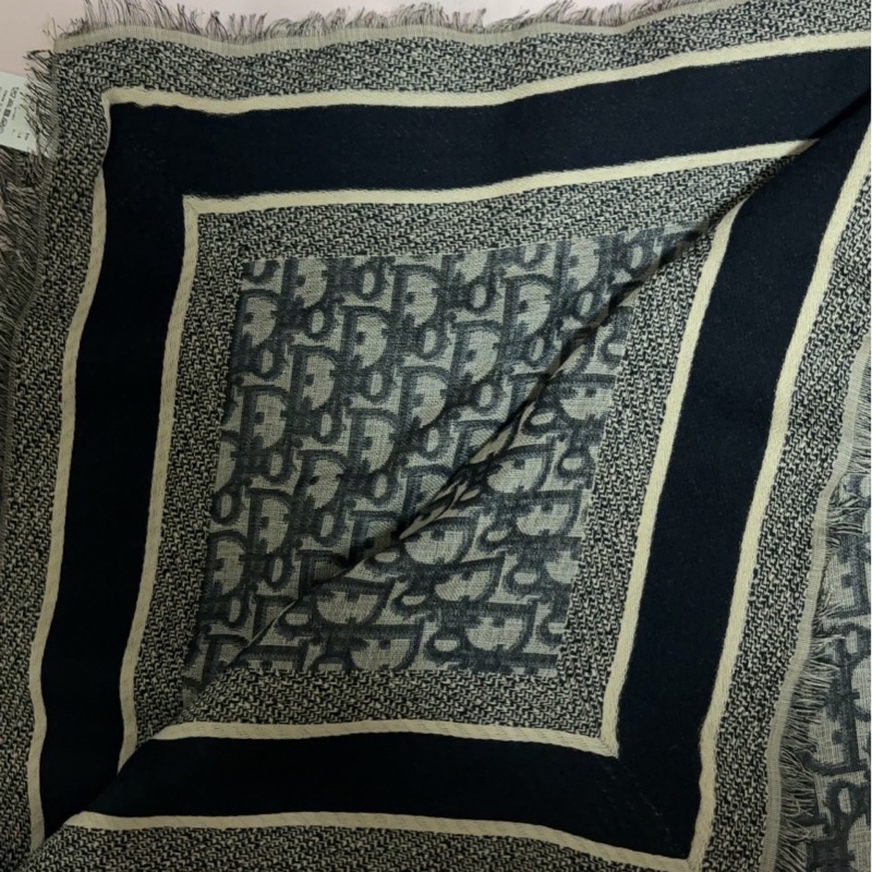 💖Dior 海軍藍老花logo薄款圍巾/披肩💖 全新全配 ✨不議✨-11