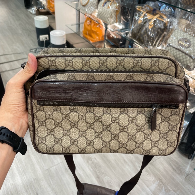 GUCCI 防水斜背包/側背包/雙層記者包 85成新-17