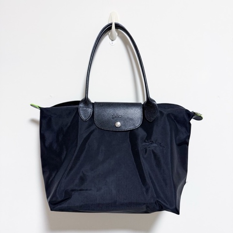 longchamp 手提袋 LE PLIAGE GREEN系列刺繡短把再生尼龍摺疊水餃包
