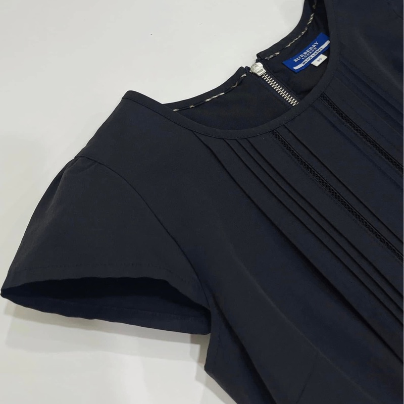 BURBERRY 藍標 深藍拉鍊打摺洋裝-4