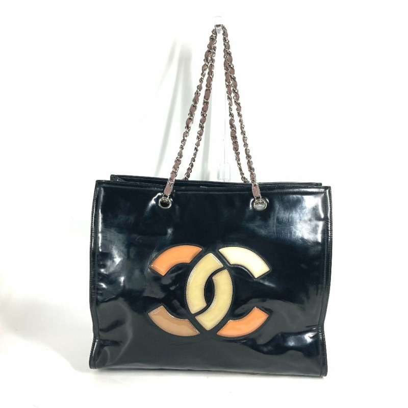CHANEL CC Coco Mark 口紅 W 鏈條單肩包琺瑯女士黑色-0