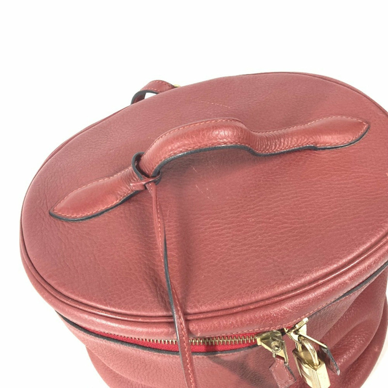 HERMES City Vanity Bag 手提包 皮革 女式 紅色-7