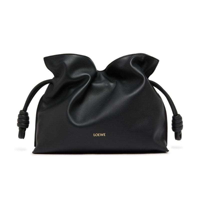 【LOEWE 羅威】Flamenco Clutch 中款 納帕小牛皮 手拿包 肩背包 斜背包 黑色-0