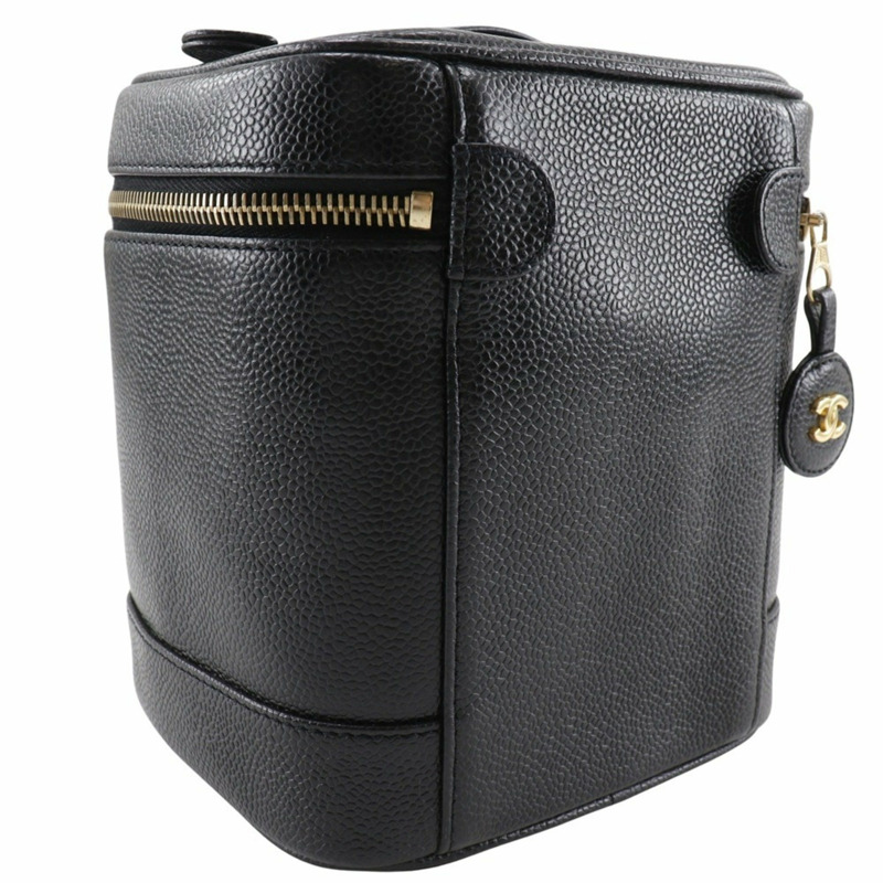 CHANEL 化妝包 Coco Mark 手提包 A01998 魚子醬色黑色女式-2