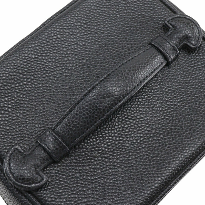 CHANEL 化妝包 Coco Mark 手提包 A01998 魚子醬色黑色女式-4