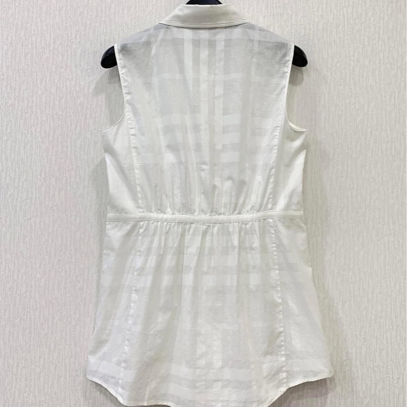 BURBERRY 倫敦 白格紋襯衫式長版背心-2