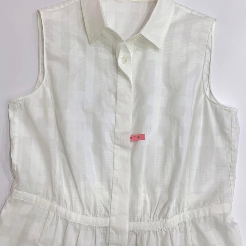 BURBERRY 倫敦 白格紋襯衫式長版背心-3