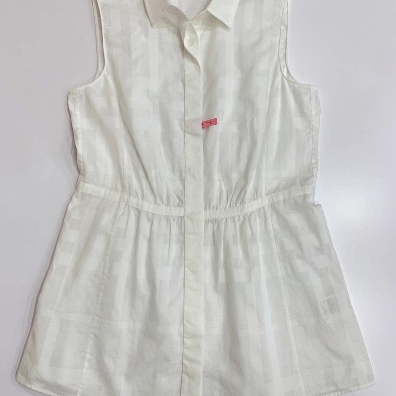 BURBERRY 倫敦 白格紋襯衫式長版背心-5