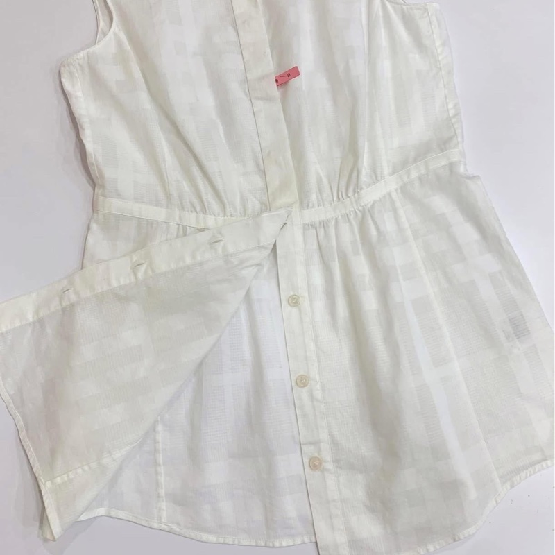 BURBERRY 倫敦 白格紋襯衫式長版背心-6