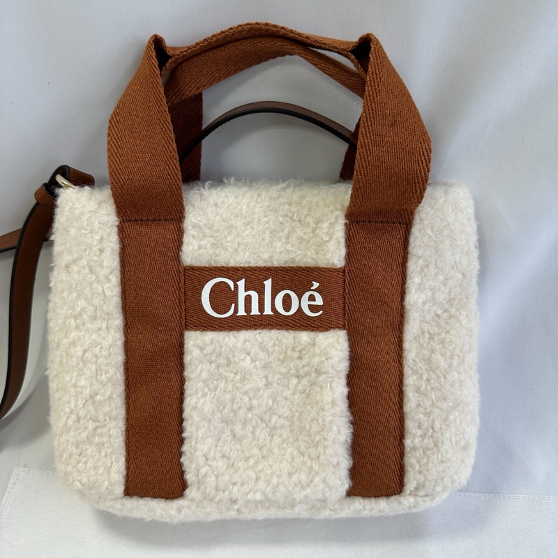 Chloe 經典品牌LOGO泰迪絨毛手提/肩背包(焦糖)-12