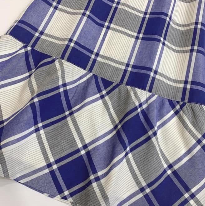 Burberry Blue Label 藍白格子棉麻拉鍊洋裝-4