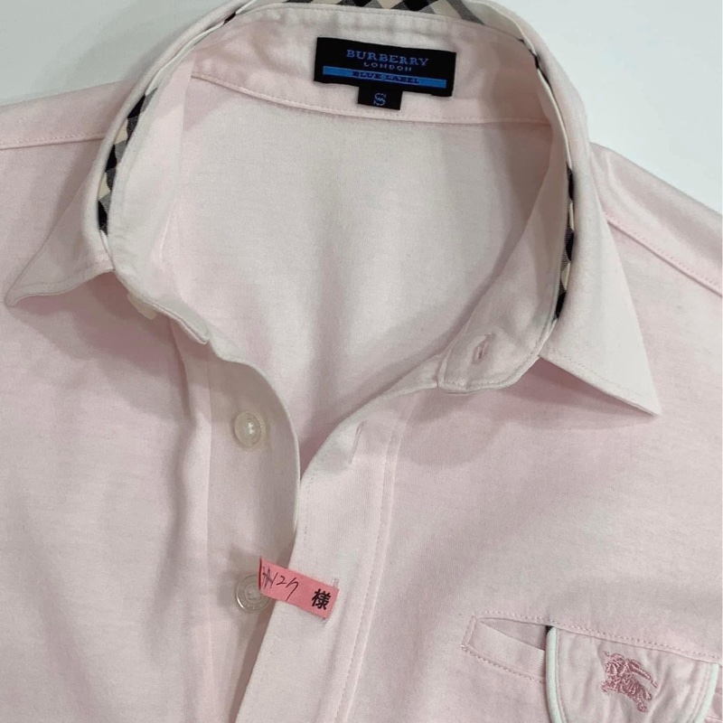 BURBERRY  藍標格紋滾邊戰馬口袋上衣-5