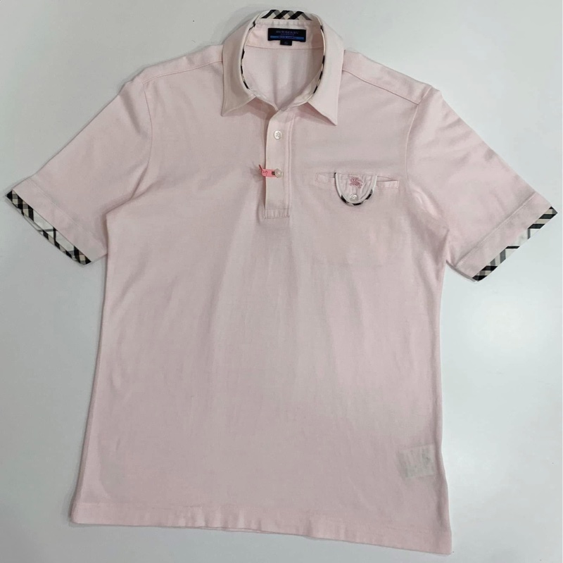 BURBERRY  藍標格紋滾邊戰馬口袋上衣-6