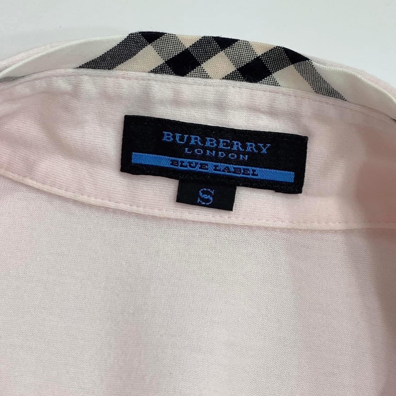 BURBERRY  藍標格紋滾邊戰馬口袋上衣-7