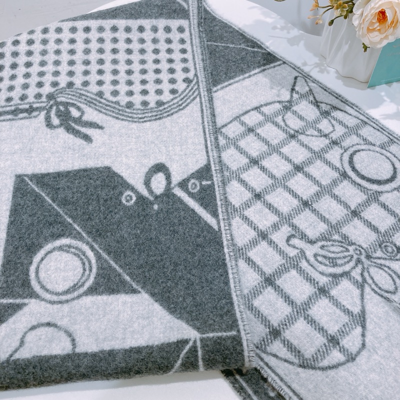 TW4042 Hermes 愛馬仕羊絨圍巾 Camails Jacquard Sarcf Cashmere-10