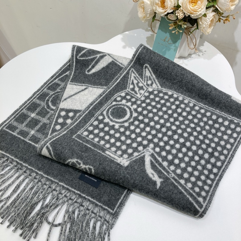 TW4042 Hermes 愛馬仕羊絨圍巾 Camails Jacquard Sarcf Cashmere-11