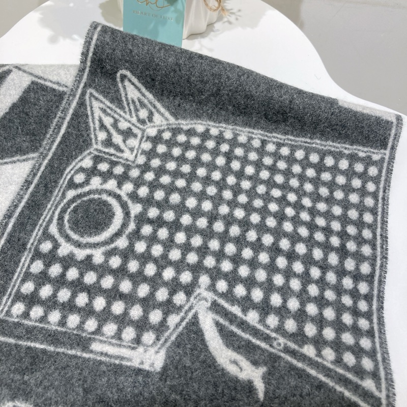 TW4042 Hermes 愛馬仕羊絨圍巾 Camails Jacquard Sarcf Cashmere-12