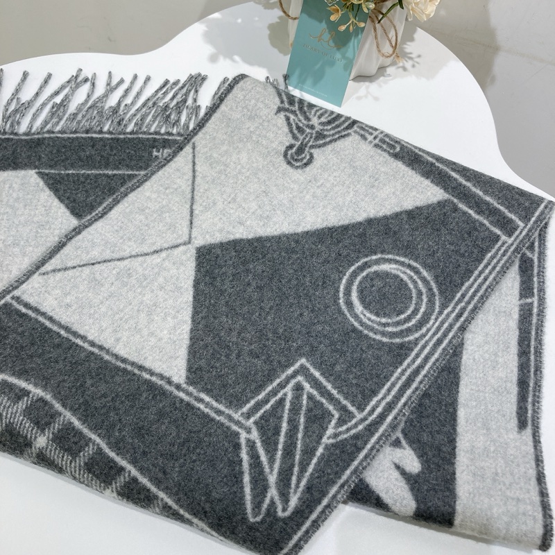 TW4042 Hermes 愛馬仕羊絨圍巾 Camails Jacquard Sarcf Cashmere-13