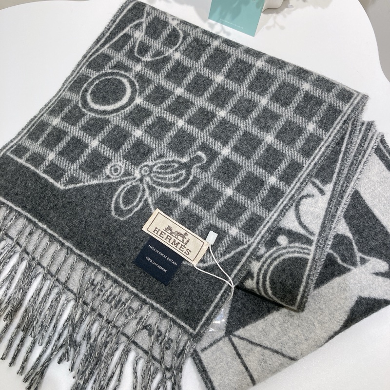 TW4042 Hermes 愛馬仕羊絨圍巾 Camails Jacquard Sarcf Cashmere-14