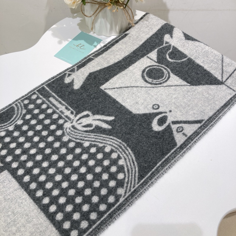 TW4042 Hermes 愛馬仕羊絨圍巾 Camails Jacquard Sarcf Cashmere-16