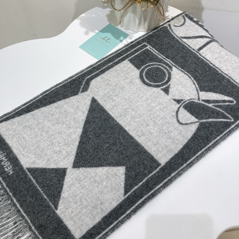 TW4042 Hermes 愛馬仕羊絨圍巾 Camails Jacquard Sarcf Cashmere-17
