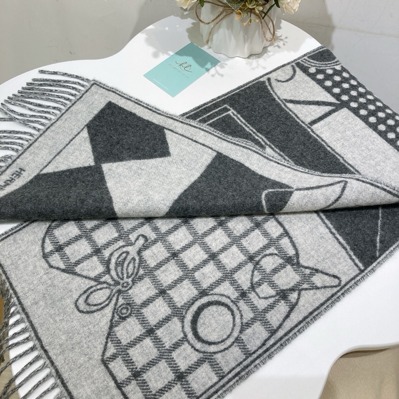 TW4042 Hermes 愛馬仕羊絨圍巾 Camails Jacquard Sarcf Cashmere-18