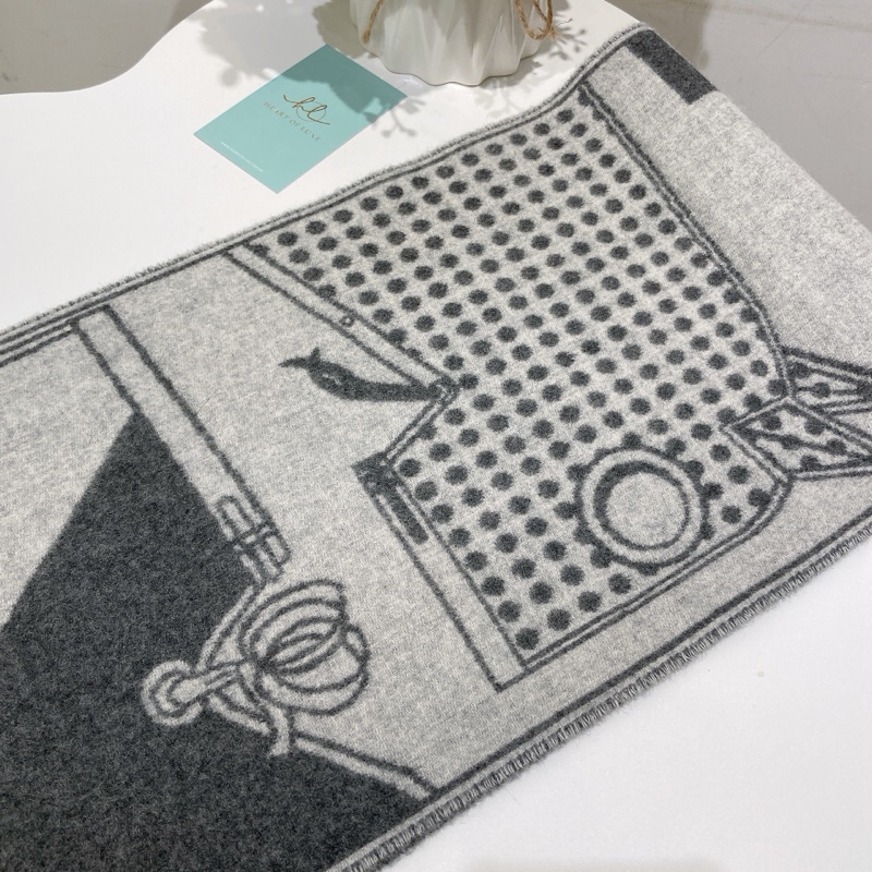 TW4042 Hermes 愛馬仕羊絨圍巾 Camails Jacquard Sarcf Cashmere-19
