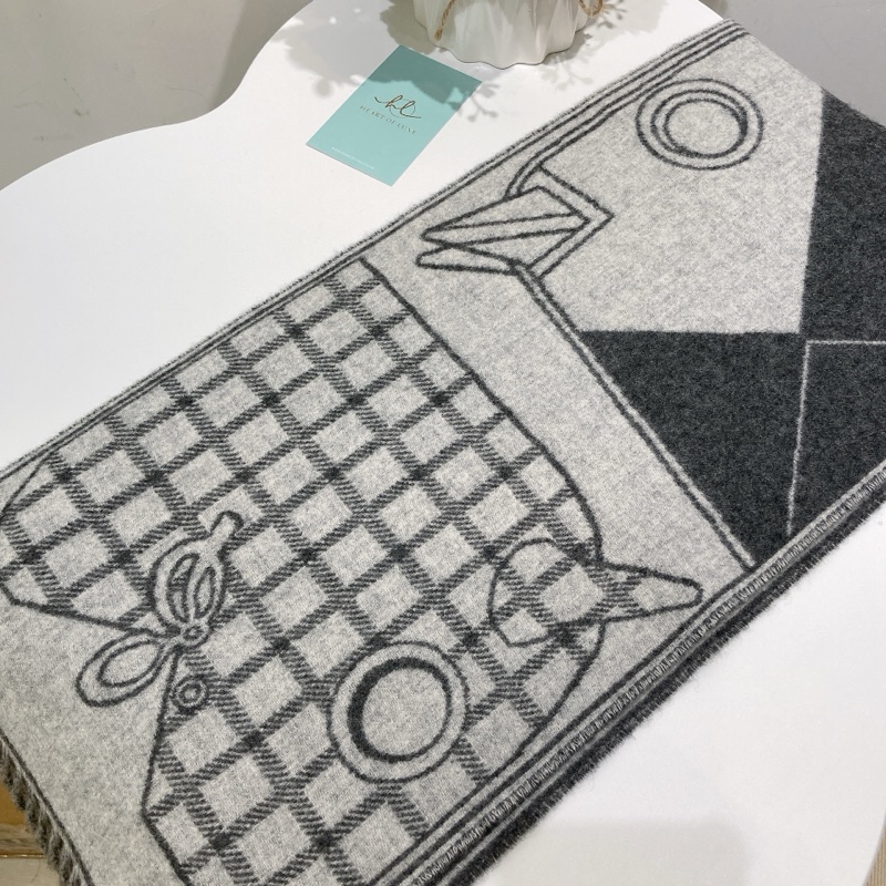 TW4042 Hermes 愛馬仕羊絨圍巾 Camails Jacquard Sarcf Cashmere-20