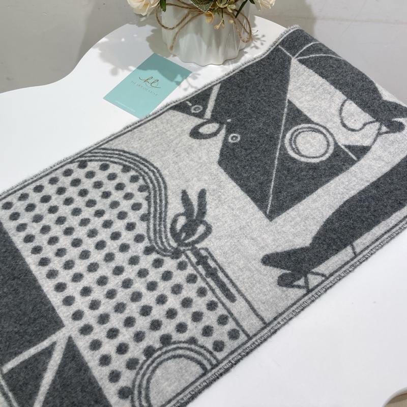 TW4042 Hermes 愛馬仕羊絨圍巾 Camails Jacquard Sarcf Cashmere-21