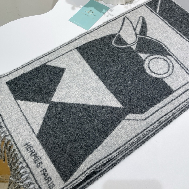 TW4042 Hermes 愛馬仕羊絨圍巾 Camails Jacquard Sarcf Cashmere-22